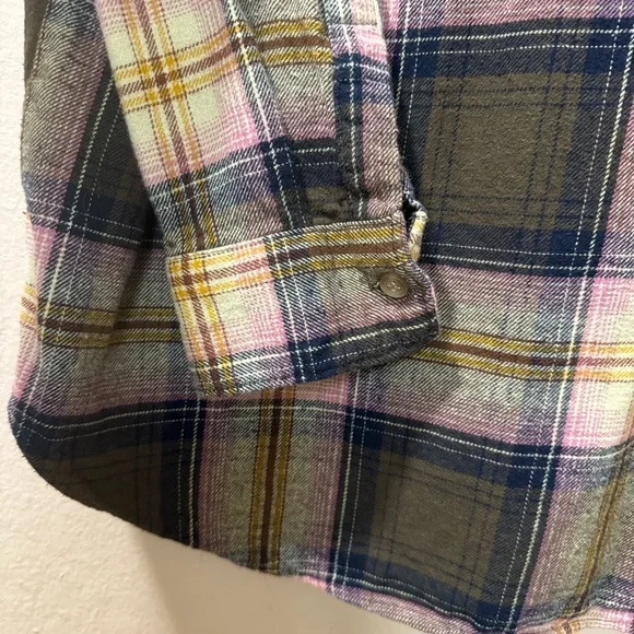 Old Navy Olive, Black & Cream Plaid Button-Down Shirt - Picture 6 of 10